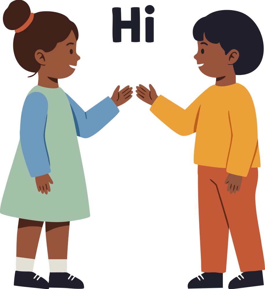 children-greeting-each-other-with-hi-gesture-vector-57236104